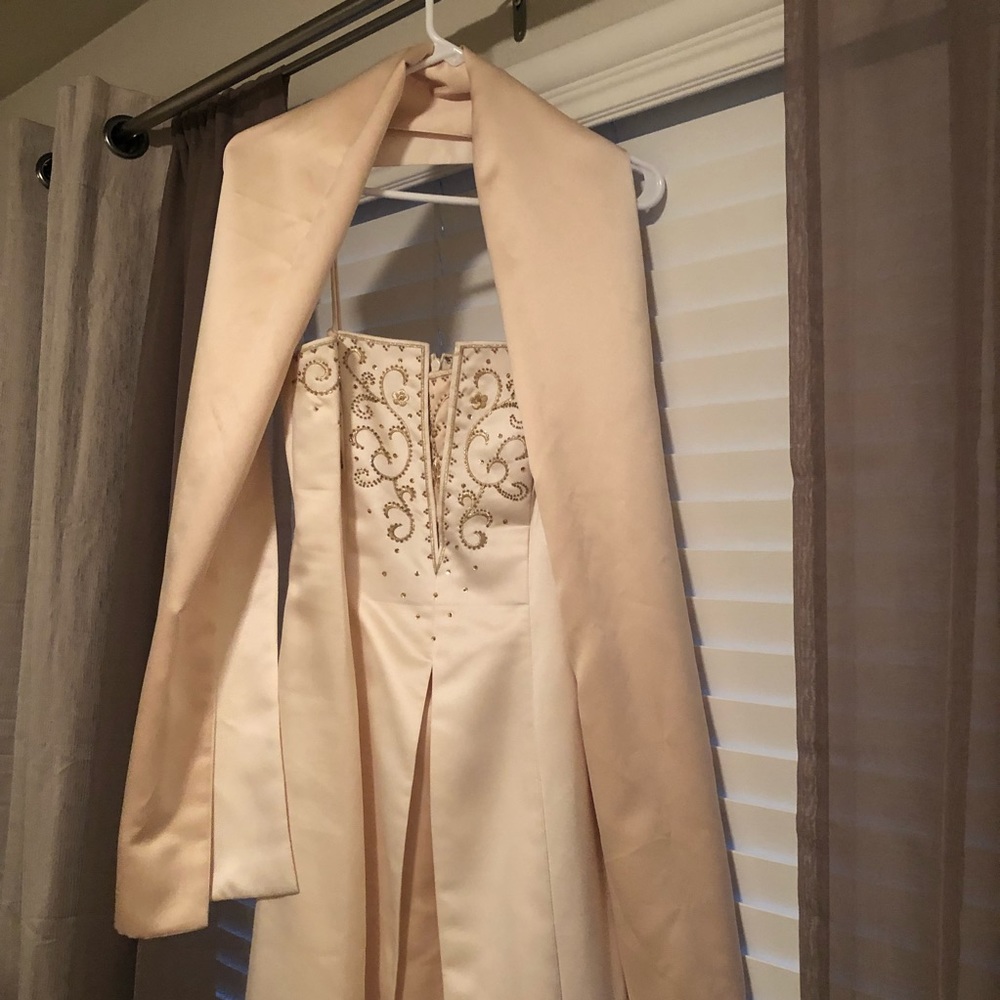 Niki Livas Prom Dress (cream with gold beading)